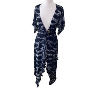 MANNING CARTELL Tie Dye Print Asymmetrical Hem Wrap Maxi Dress Size 2